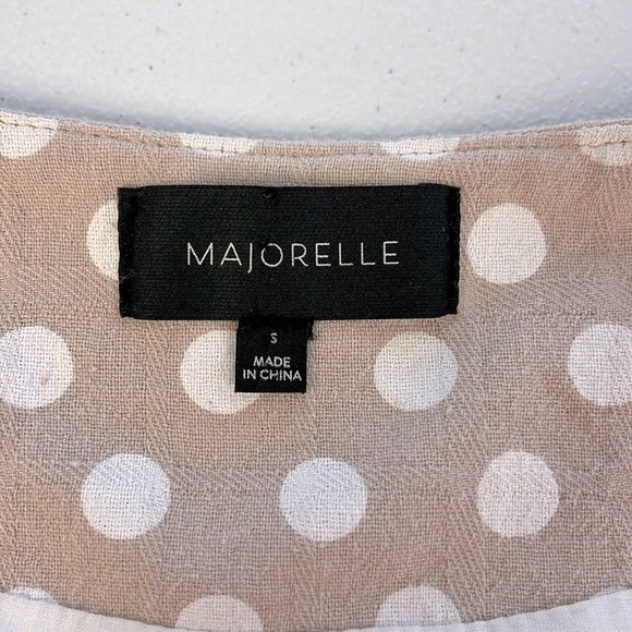 Majorelle Portia Mini Wrap Dress Side-Tie Short Sleeve Taupe Polka Dot Ruffled S - Picture 11 of 13